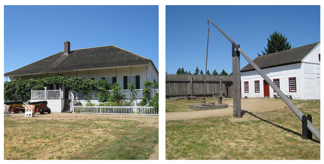 Fort Vancouver contains reconstructed buildings and features that suggest the historic period.