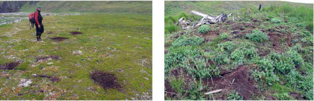 two images of holes in the ground