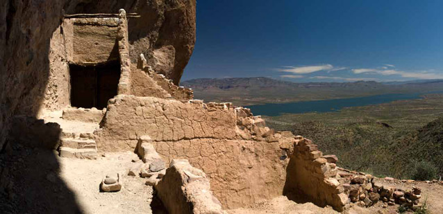 Looking out over Roosevelt Lake from Tonto National Monument’s Lower Cliff Dwelling. Looking out over Roosevelt Lake from Tonto National Monument’s Lower Cliff Dwelling.