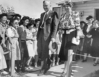 Eleanor Roosevelt visiting the Gila River Internment Camp