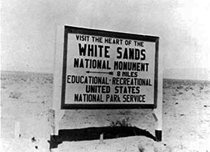 Roadside Sign for White Sands West of Alamogordo (1930s)