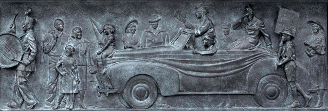 Bas relief depicting a parade