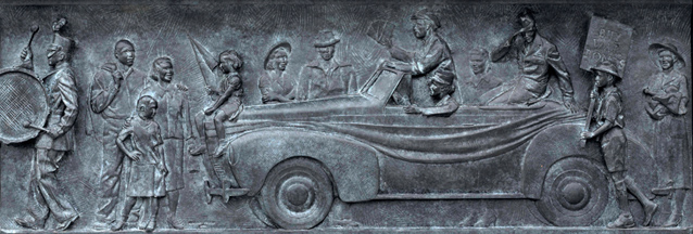 Bas relief depicting a parade Bas relief depicting a parade