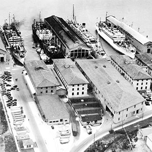 Early aerial view of the Port of Embarkation