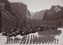 military formations in front of Yosemite Valley