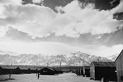 The dusty streets and tarpaper barracks of Manzanar