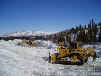 A D-7 dozer rips ice A D-7 dozer rips ice