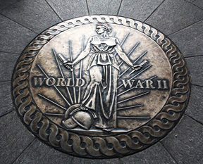 Bronze medallion text World War II