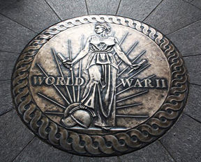 Bronze medallion text World War II Bronze medallion text World War II