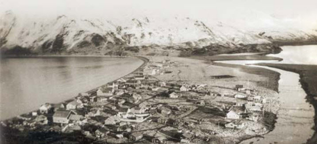 View of village from above a hilltop