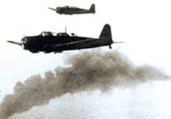 Two planes fly near smoke.