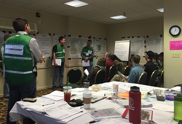 Trainees at the L-481 Intent into Action leadership course conduct a mock briefing.