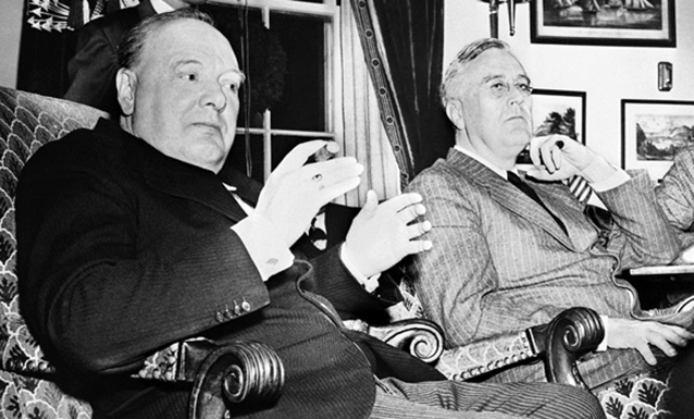 Winston Churchill and Franklin Roosevelt sit in the White House in 1941