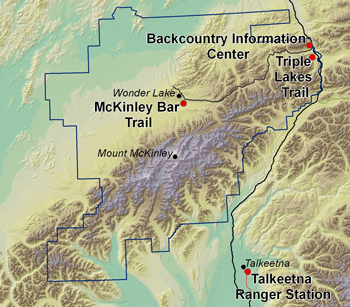 Map of Denali National Park Map of Denali National Park