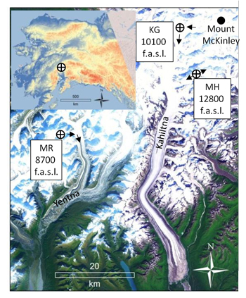 Map of potential sites for deep ice core drilling.