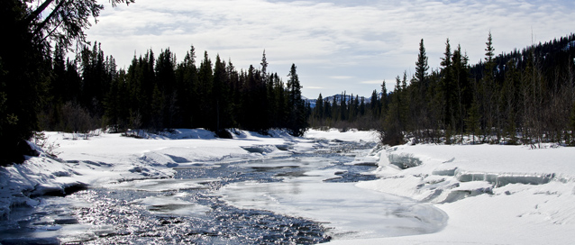 a snow covered river 