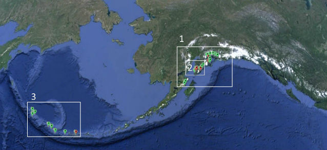 map of sampled areas in Alaska