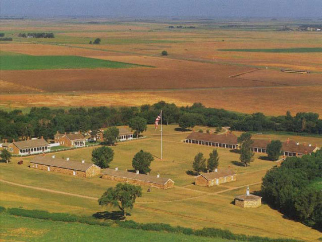 Aerial view of restored buildings at Fort Larned National Historical Site Aerial view of restored buildings at Fort Larned National Historical Site