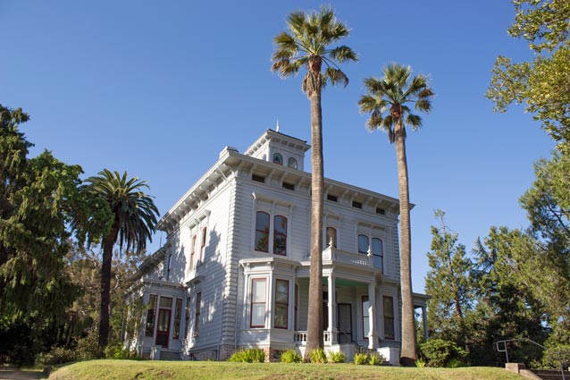 a tall white building