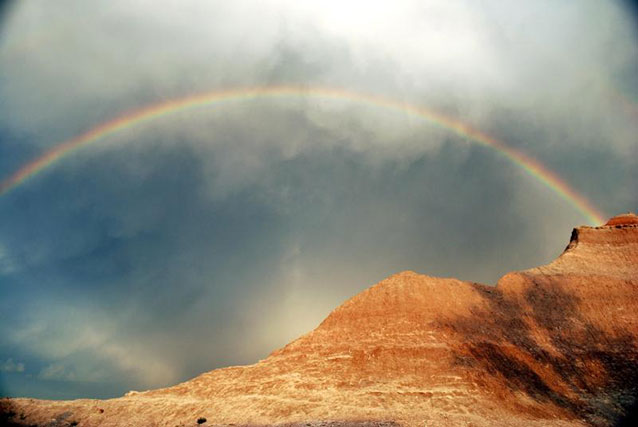 rainbow at badlands national park
