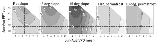 graphs that show the vapor pressure deficit of spruce trees in Denali