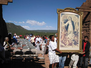 People from the village of Pecos carried a replica of the "Our Lady of the Angels" 