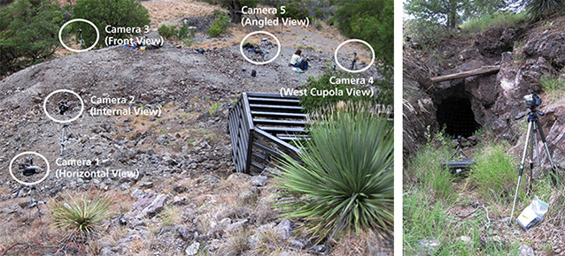 (Left) Photo illustration showing camera locations; (right) Location of video camera 6