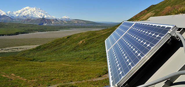 a solar panel in the tundra