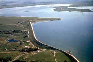 Sky view of Belle Fourche river and landcape