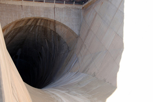 A close up of Hoover Dam's spillway tunnel 