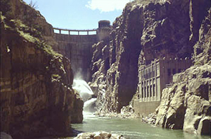 Photo of Shoshone Powerplant and a downstream