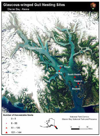 satellite map of the glacier bay area with indecipherable text