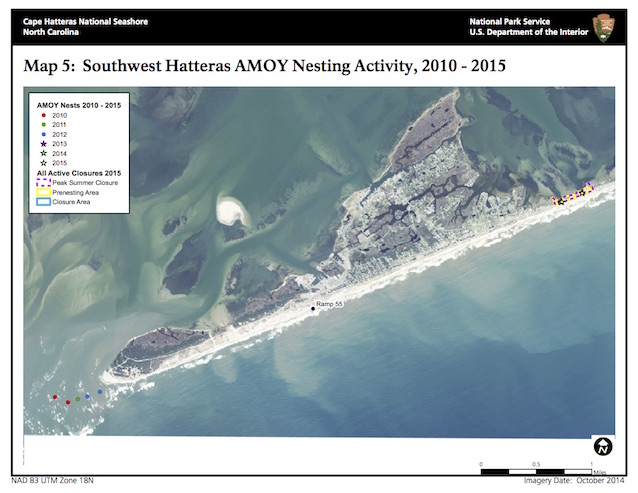 Map 5: Southwest Hatteras AMOY Nesting Activity 2010–2015