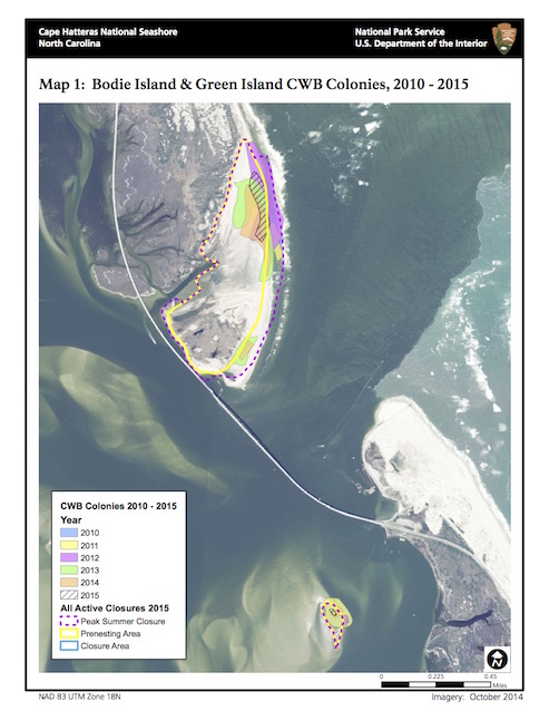 Bodie Island & Green Island CWB Colonies, 2010 - 2015