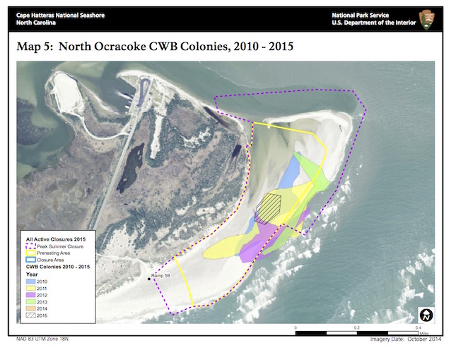 North Ocracoke CWB Colonies, 2010 - 2015