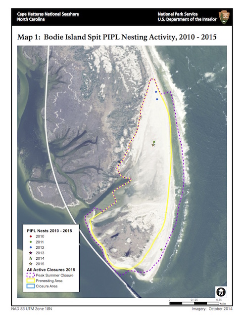 Map 1: Bodie Island Spit PIPL Nesting Activity, 2010-2015 Map 1: Bodie Island Spit PIPL Nesting Activity, 2010-2015