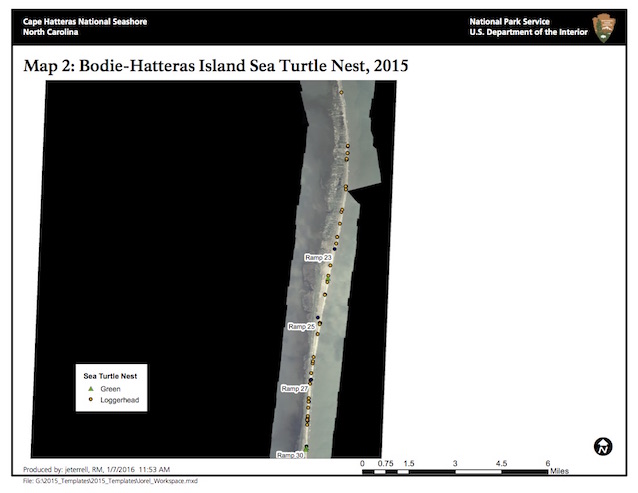 Map 2: Bodie-Hatteras Island Sea Turtle Nests, 2015