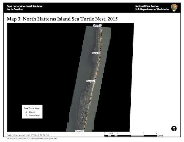 Map 3: North Hatteras Island Sea Turtle Nests, 2015