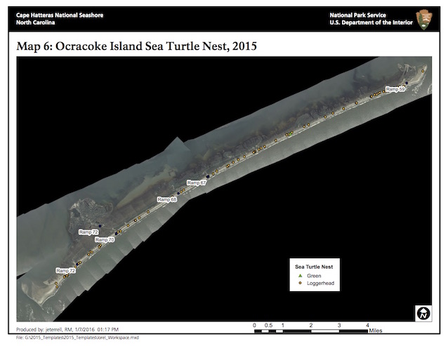 Map 6: Ocracoke Island Sea Turtle Nests, 2015