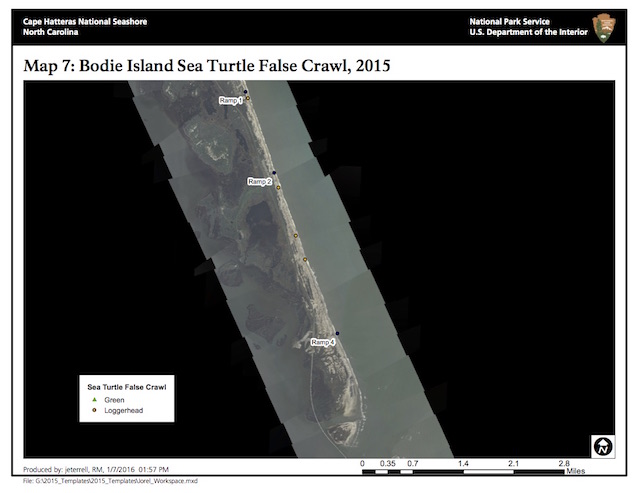 Map 7: Bodie Island Sea Turtle False Crawls, 2015