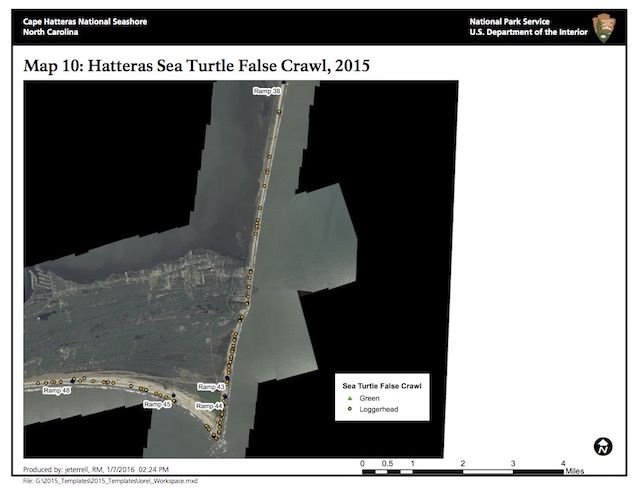 Map 10: Hatteras Island Sea Turtle False Crawls, 2015