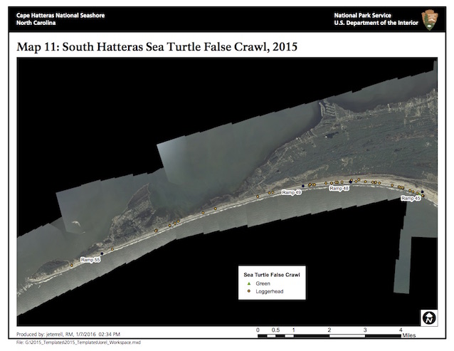 Map 11: South Hatteras Island Sea Turtle False Crawls, 2015