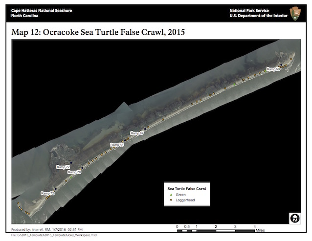 Map 12: Ocracoke Island Sea Turtle False Crawls, 2015 Map 12: Ocracoke Island Sea Turtle False Crawls, 2015