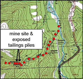 Map showing research areas on Stampede Creek Map showing research areas on Stampede Creek