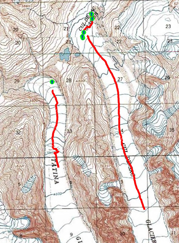 topographic map of two glaciers