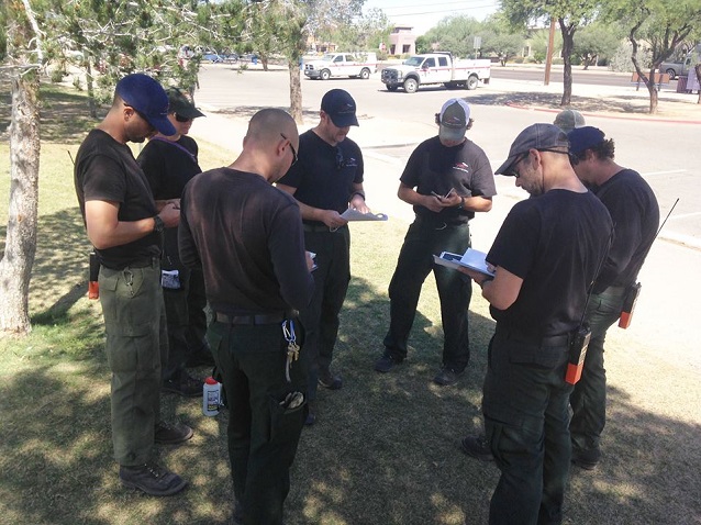 The Saguaro Wildland Fire Module conducts a briefing.