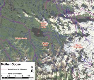 map of Mother Goose Lake drainage map of Mother Goose Lake drainage