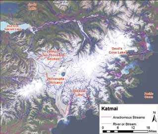 map of mountainous Katmai area map of mountainous Katmai area