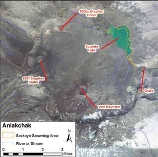 map of Aniakchak Caldera map of Aniakchak Caldera