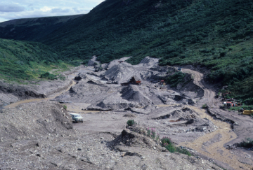 gravel pits and piles larger than a car